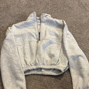 grey cropped quarter zip